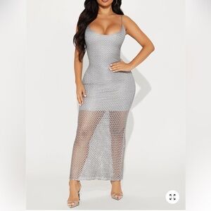 Silver Mesh Maxi Dress